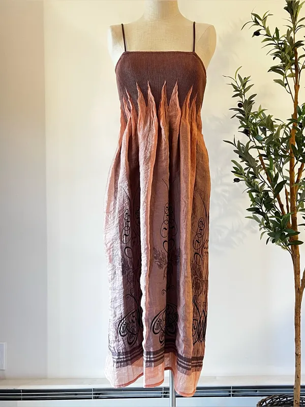 Y2k Lapis for Anthropologie Boho Dress mauve Dusty Rose Gauze Floral butterfly - Image 2
