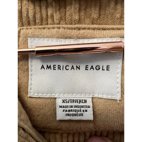 AE American Eagle Hooded Cropped Corduroy Button-Up Shirt Womens Size XS‎ - Image 7