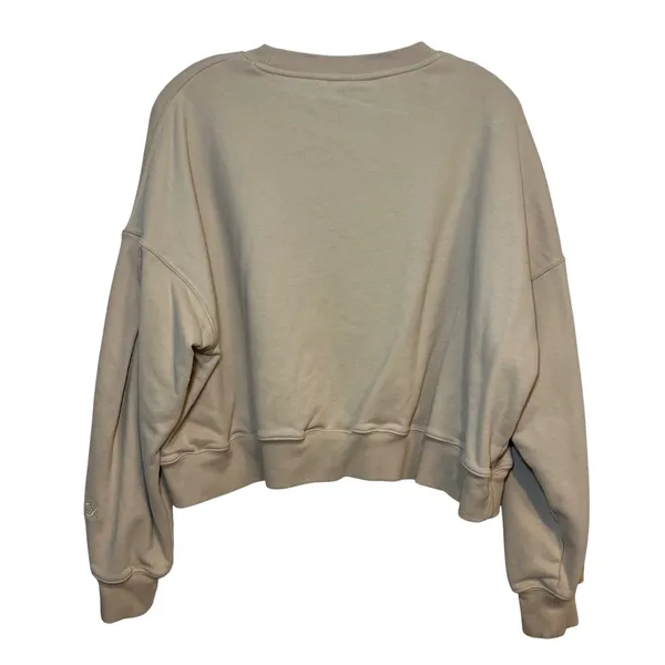 POPFLEX Sweatshirt Belle Crew Neck Puff Sleeve Pullover Cropped Beige Small‎ - Image 2