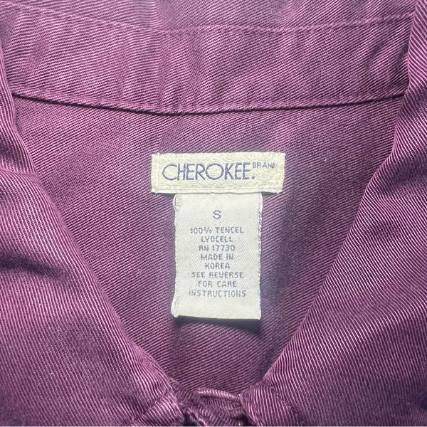 Vintage 90s Cherokee Oversized Button‎ Up Womens Small Pockets Maroon Artsy Boho - Image 4