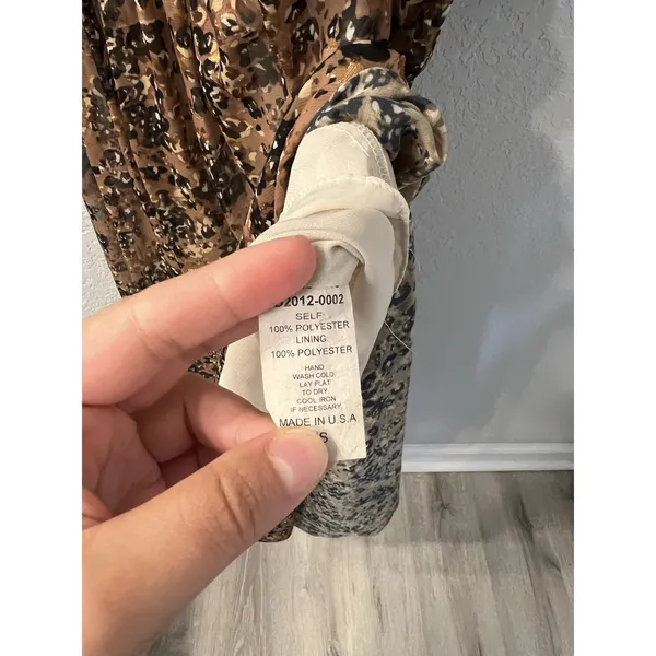 Waverly Grey Floral‎ Brown Printed Chiffon Brynlee Dress Size XS(No Belt) - Image 6