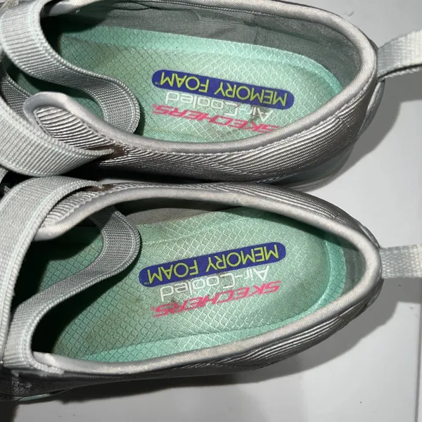 Skechers Gratis Cloud Mary Jane Walking Shoes Gray‎ Mint Memory Foam Women 8.5 - Image 8