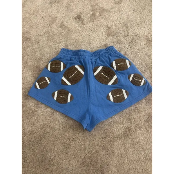 Queen of Sparkles Royal & Brown Fuzzy Football S Set Sweatshirt And Shorts BYU - Image 10