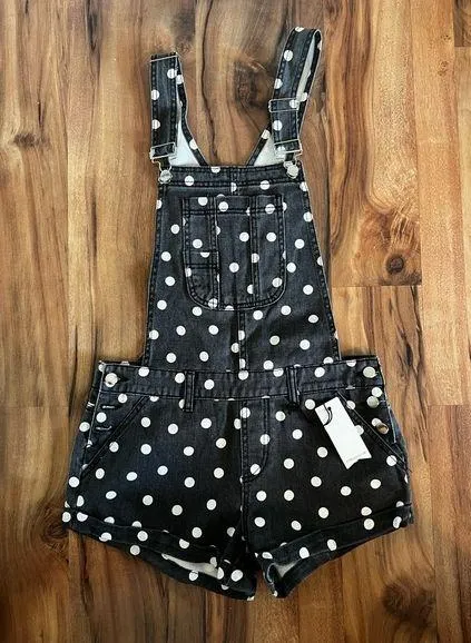 L - FOREVER21 - Overall short white dot NWT - Image 2