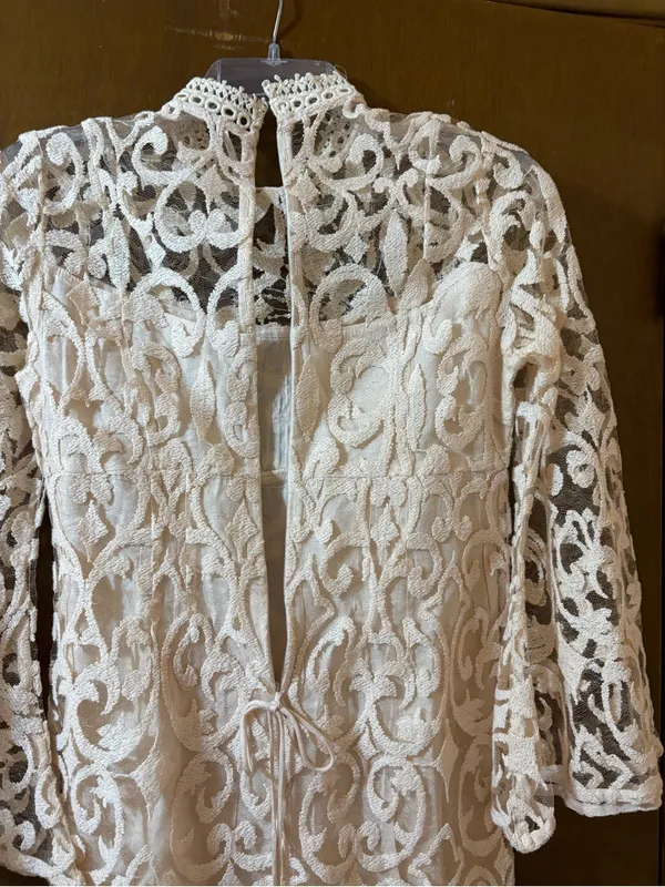 Free People North Star Sequin Lace Mini Dress in Ivory - Image 9