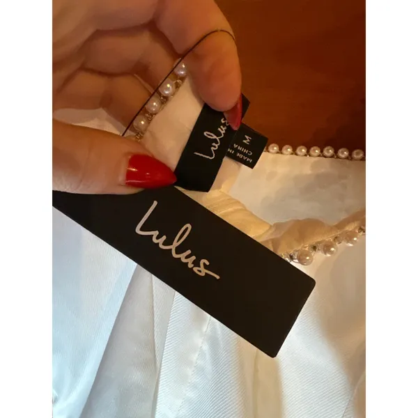 NWT Lulus Pure Hearted White Pearl Square Neck Sleeveless Mini Dress Cocktail M - Image 6