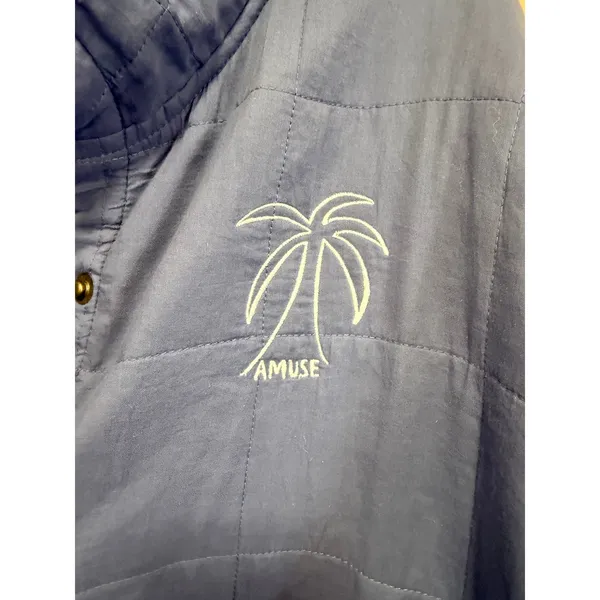 Amuse Society Quilted Snap Front Jacket Periwinkle Blue Palm‎ Tree Logo L/XL - Image 15