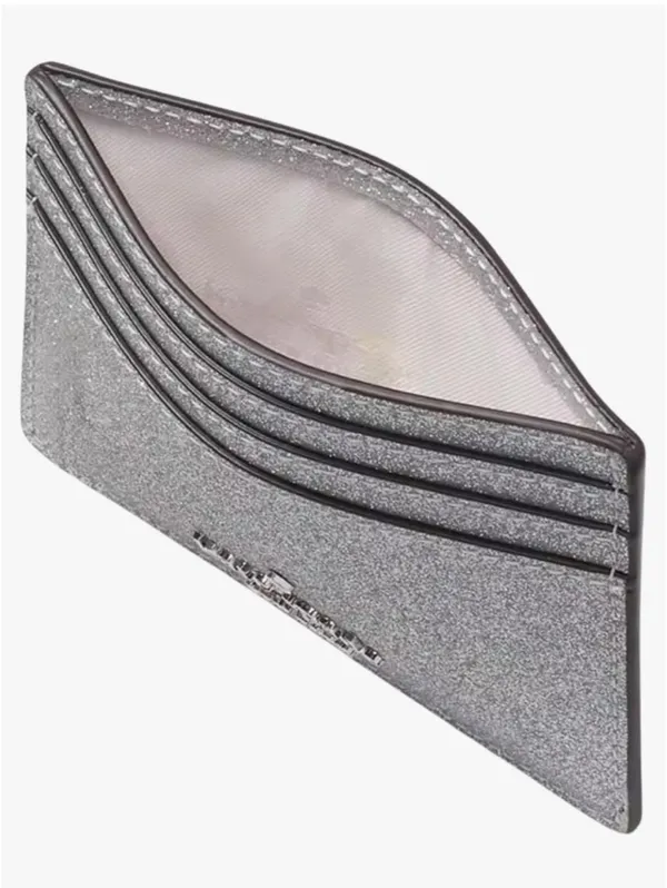 Kate Spade Silver Glitter Slim Card Holder Silver Lunar Light NWT - Image 5