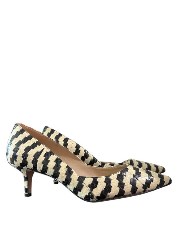 Via Spiga Snake Skin Black and Cream‎ Kitten Heel Sz 6M - Image 5