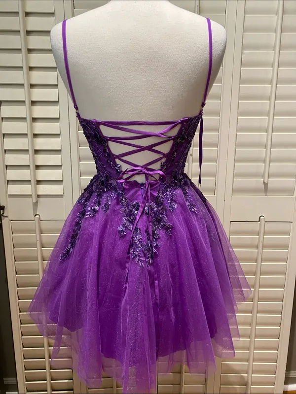 Stacees sparkly glitter A-Line short homecoming dress corset top ballerina - Image 7