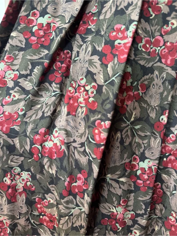 Vintage Susan Bristol Floral Pleated Maxi Skirt in Olive and Berry Size 8 - Image 4