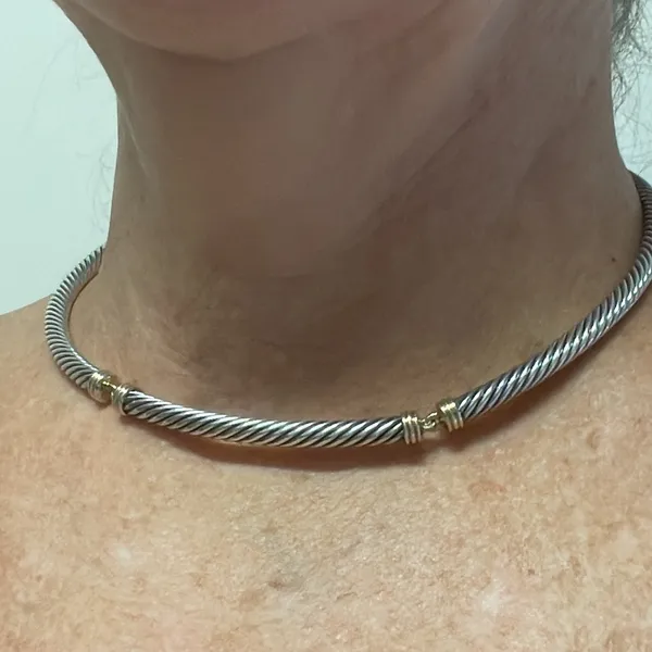 David Yurman Three Section Necklace .925/14k - Image 10