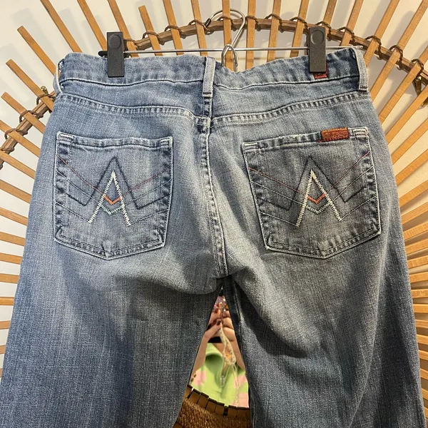 VTG Y2K 7 for all Mankind Classic Blue Women's Jeans Low Rise BootCut - Image 7