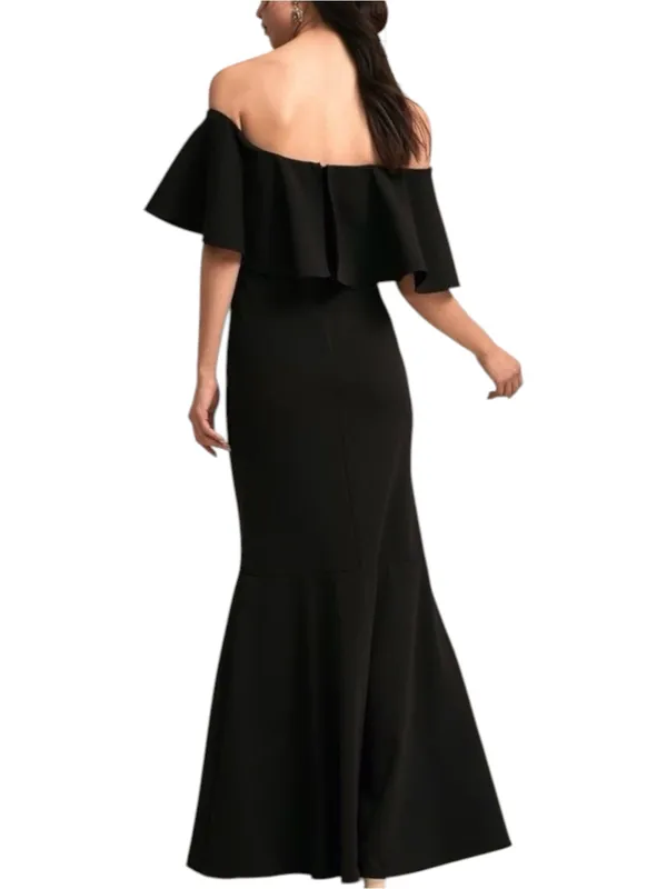 BHLDN Dara Black Off Shoulder Ruffle Sleeve Gown Maxi Dress US 10 - Image 2