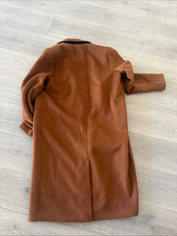 Rachel Zoe Double-Breasted Rust Brown Wool Pea Coat - Image 6