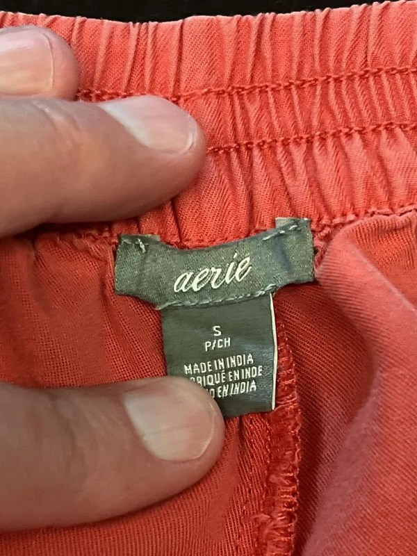 Aerie Shorts Womens Small Orange Lyocell Frayed Hem Elastic Waist Lounge Casual - Image 3