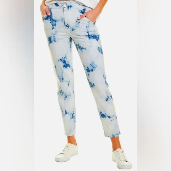 Veronica Beard Kallie Tie Dye High Rise Straight Leg Crop Jeans Bleached Size 23 - Image 11