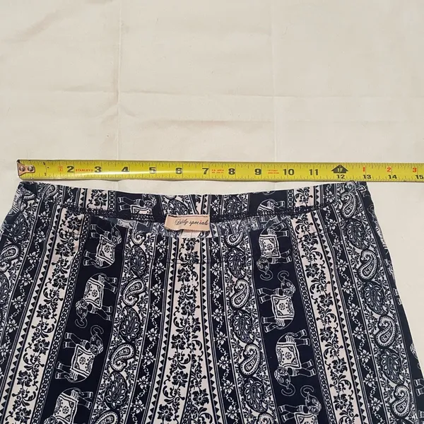 Daily Special Navy and White Patterned Women's Flare Pants, soft. - Image 5
