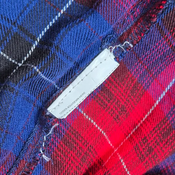 Mango MNG Basics Womens Annie Red Blue Plaid Long Sleeve Button‎ Up Shirt Size 4 - Image 4