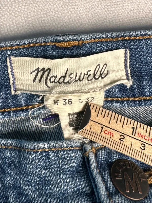 Madewell Women’s Jeans 36x32 Tall Blue Wash Straight Leg Cotton Stretch Denim - Image 4
