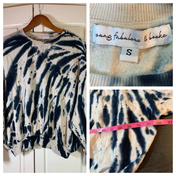 Young Fabulous Broke Sweatshirt Women's Small Tie Dye Stretch Soft Oversize‎ - Image 2