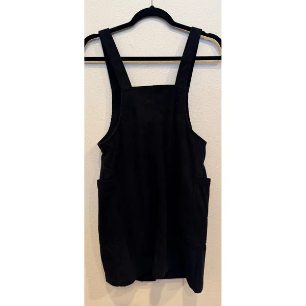 Halara‎ Black Corduroy Overall Jumper Dress XS Button Front Pinafore Mini Dress - Image 4