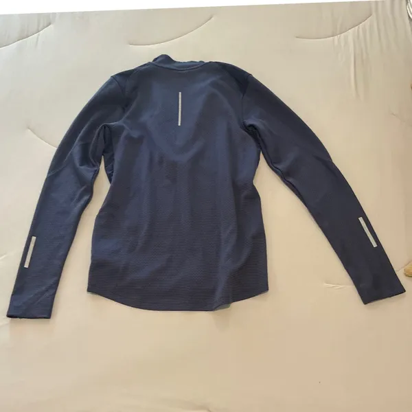 Nike AeroReact Womens Running 1/4 Zip Pullover Navy Blue Small Thumbholes - Image 4