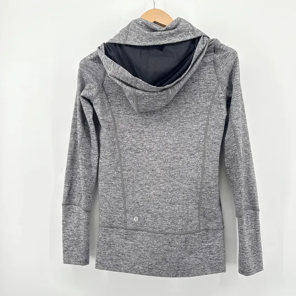 Lululemon Stride Jacket‎ II With Hood Thumbhole Zip Up Gray Activewear SZ 4 - Image 6