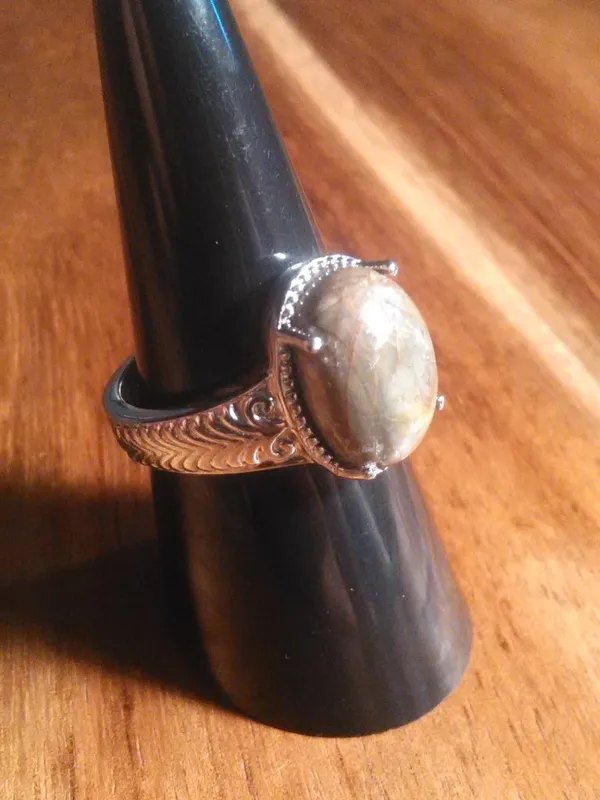 Venus Jasper Stainless Steel Solitaire Ring (Size 7) - Image 14