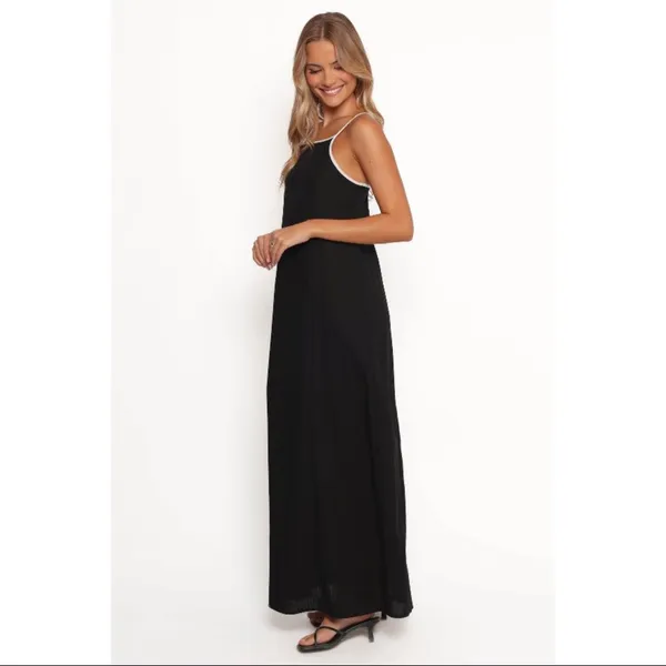 Petal & Pup Ciel Maxi Dress Black Linen Blend Size Small - Image 2