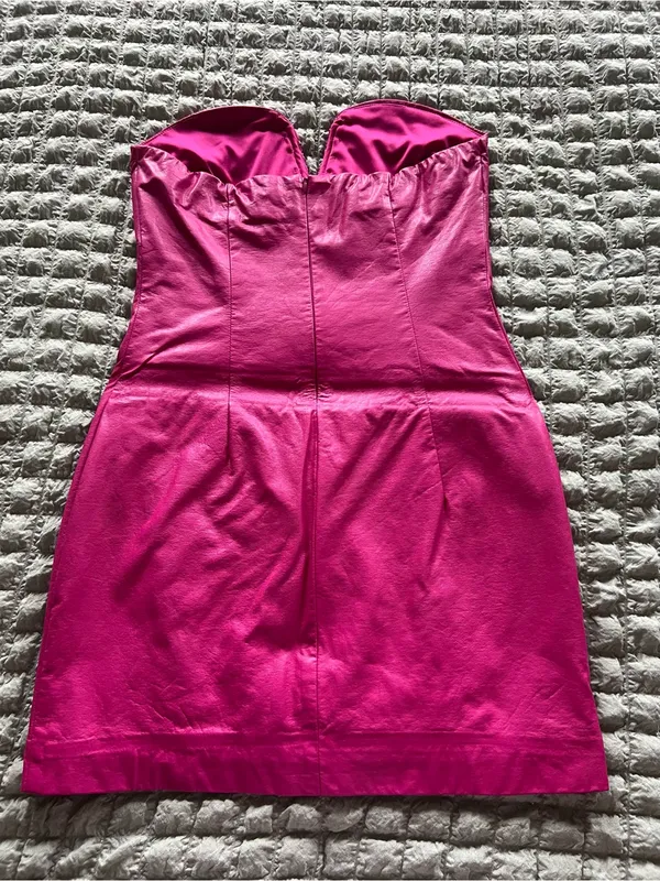Cotton Candy Strapless Mini Dress in Fuchsia Pink - Image 3