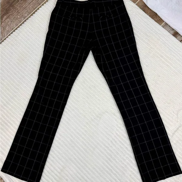 Express Editor women’s size 6R dress pants black with white plaid - Image 15