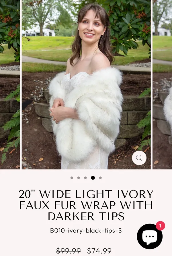 Faux fur shawl tulip bridal - Image 2