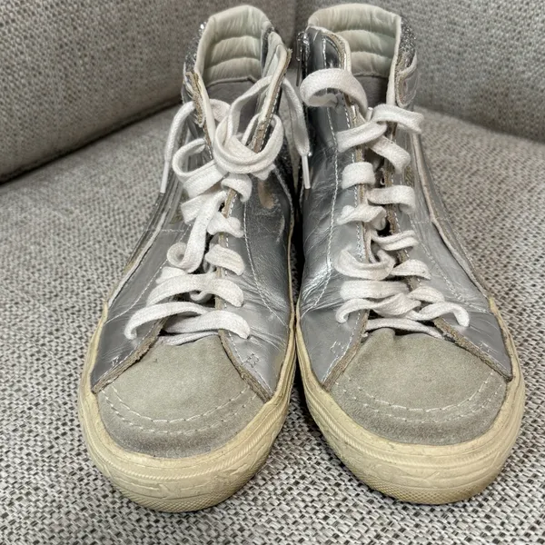 Golden Goose Slide with‎ Laminated Leather Upper and Silver Glitter Size 36 - Image 7