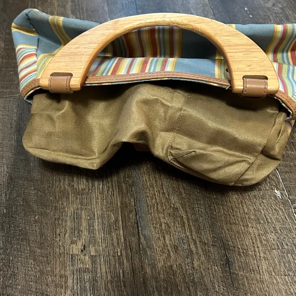 Fossil Cabana Stripe Canvas Wood‎ Handled Satchel Handbag in multicolor. - Image 7