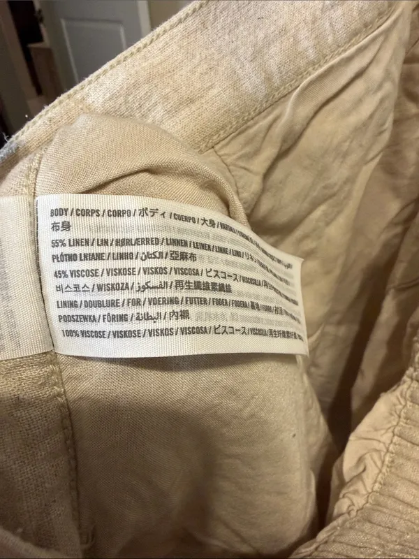 Abercrombie Cream Linen Blend Pull-On Shorts with Side Pockets - Size Medium - Image 4