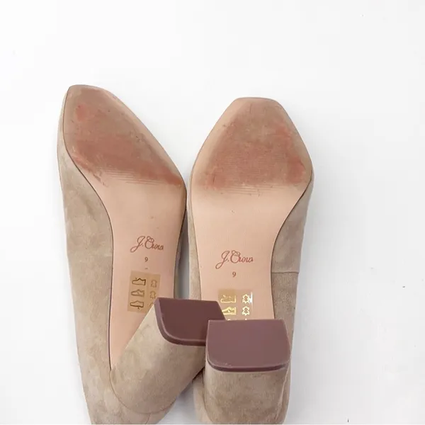 J. CREW Tan Suede Closed Square Toe Slip On Chunky Block Heels 9 Office Neutral - Image 3