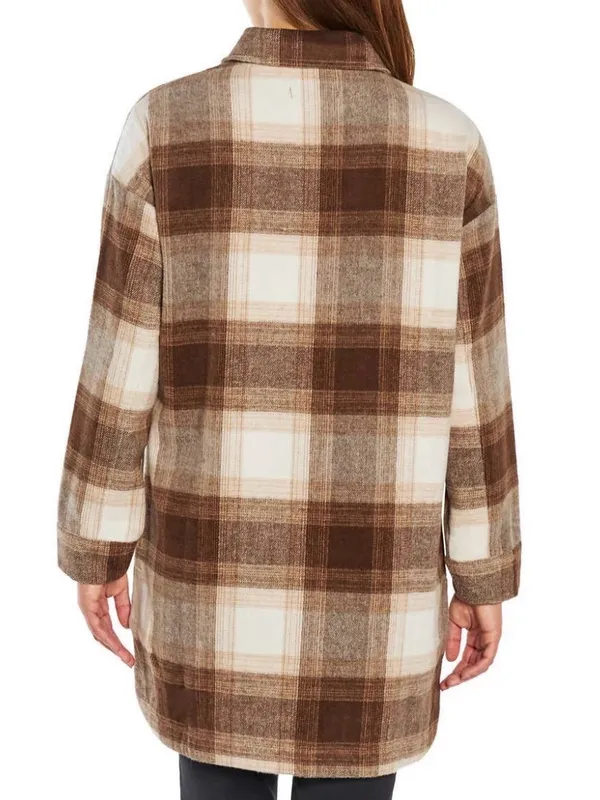 Banana Republic Brown Beige Plaid Wool Blend Shirt Jacket Size L - Image 2