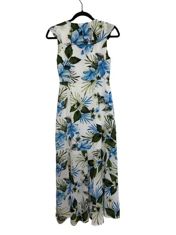 Banana Republic Sleeveless Ruffle Wrap Maxi Dress in Floral - Size 0 Petite - Image 3