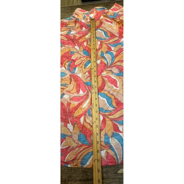 Ali Miles Size 2X Top Snap Up 2 Pc Tank Blouse Pink Crinkle Colorful Retro Mod - Image 9
