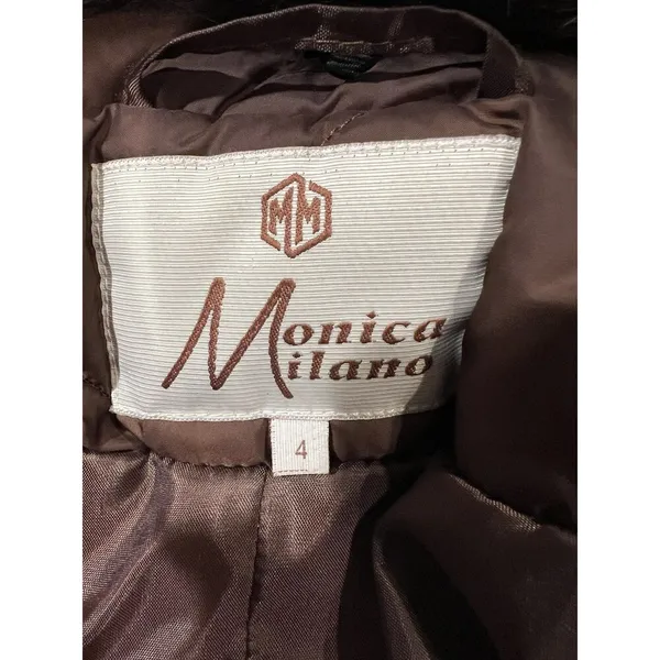 Monica Milano Brown Quilted knee-length, belted puffer coat with a fur collar 4 - Image 10