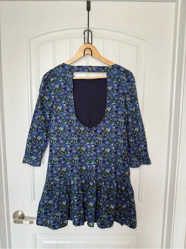 Free People Women’s XS The Avenue Mini Dress Floral Printed Ruffle Scoop Neck - Image 4