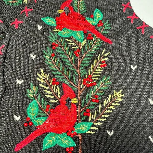 Vintage 90s Christmas Cardinal Sweater‎ Vest Wonen Sz XLarge - Image 5
