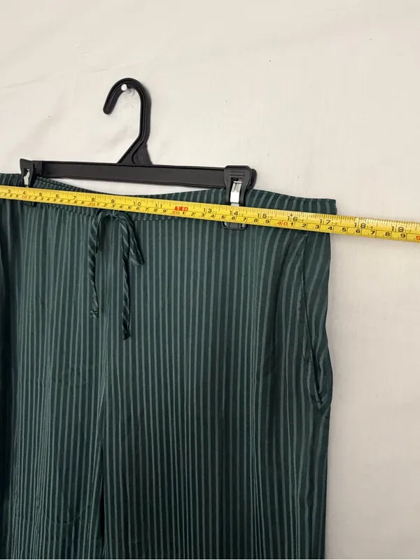 GapBody Satin PJ Pant M Green Stripe Pajama Pants Elastic Drawstring NWT(A911) - Image 3