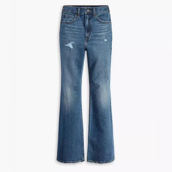 Levi's Premium 70s High Rise Flare‎ Medium Blue Wash Size 30 Minimalist Casual - Image 2