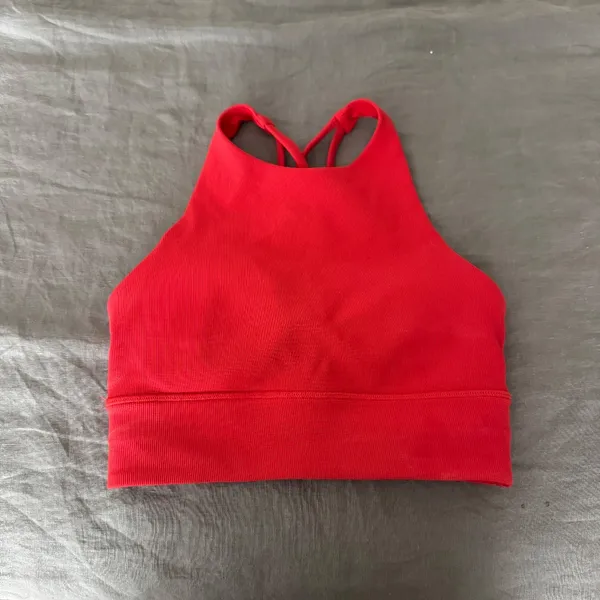 Lululemon Energy Bra High Neck Long Line *Medium Support, B-D Cup Carnation Red - Image 2