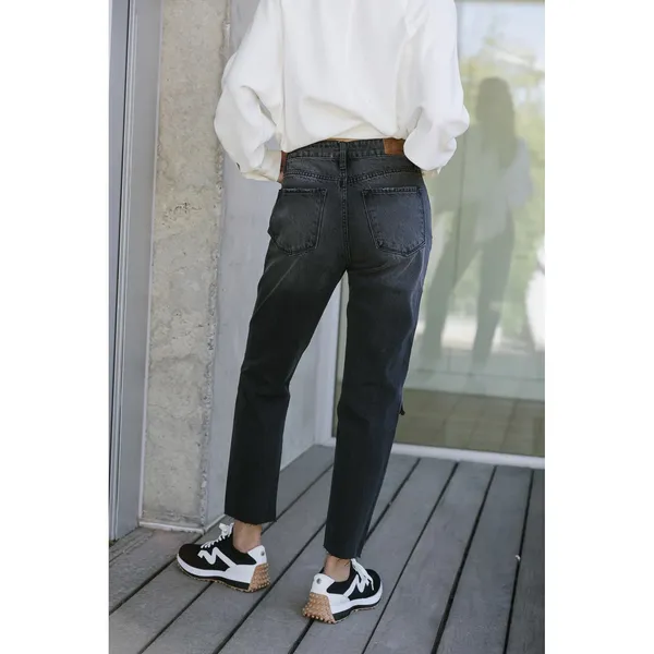 Bohme Harold Distressed Mom Jeans Faded Black‎ High Rise Size 28 - Image 2