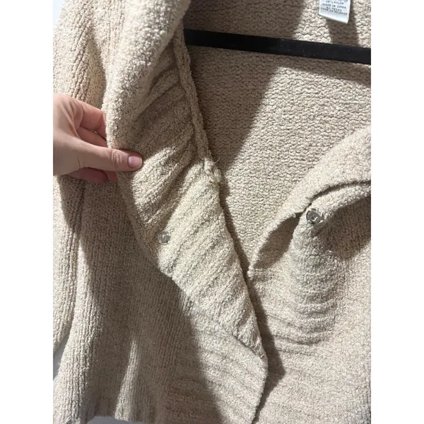 Cambridge Dry Goods Womens Cozy Knit Shawl Collar Cardigan Sweater Tan‎ Size M - Image 7