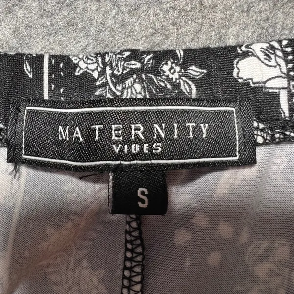Maternity Vibes Floral Flare Leggings Black White Boho Bell Bottom Size S - Image 6