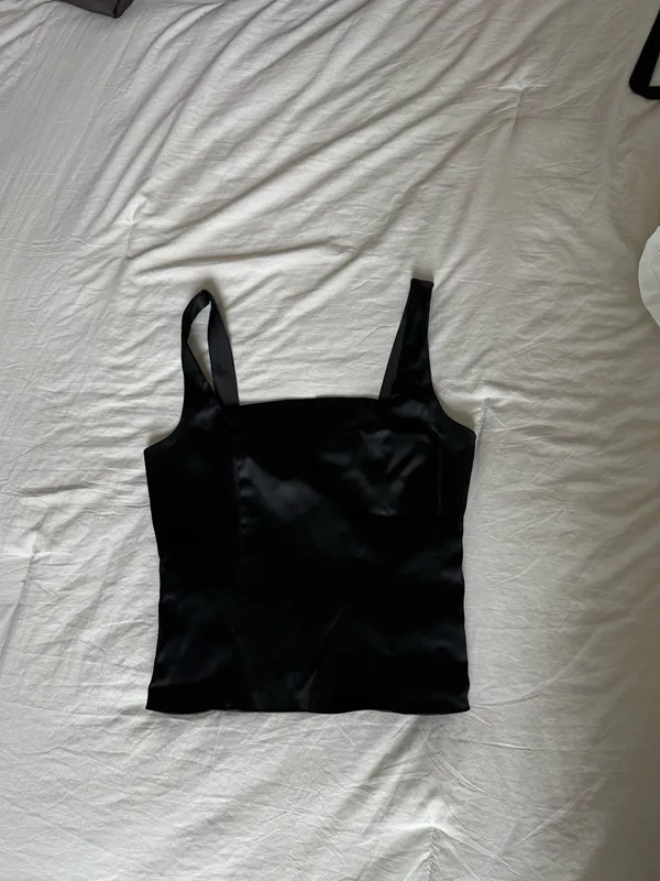 Abercrombie Black Satin Tank Top - Image 3